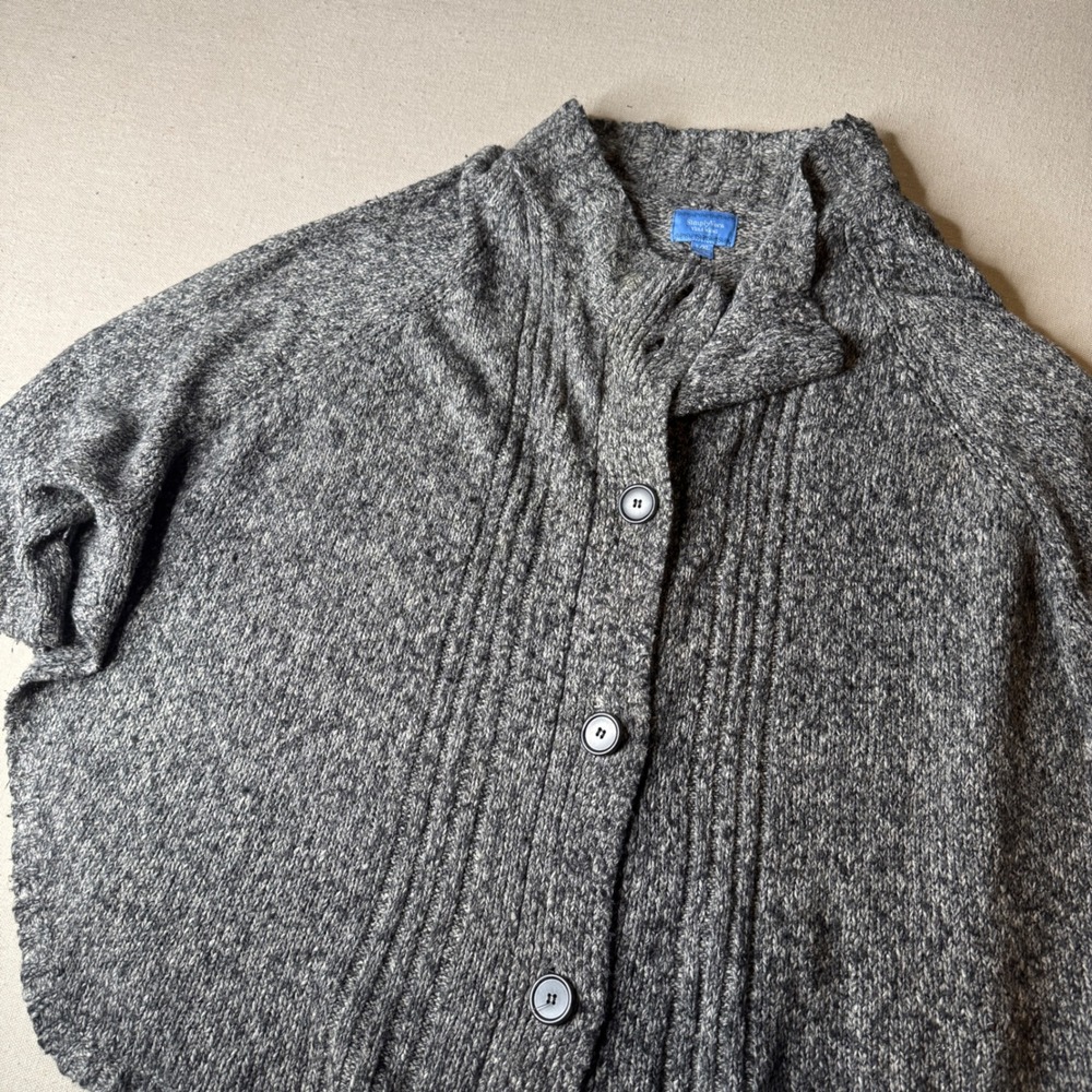 Simply Vera Vera Wang Womens L/XL Marled Grey Dolman Short Sleeve Cardigan